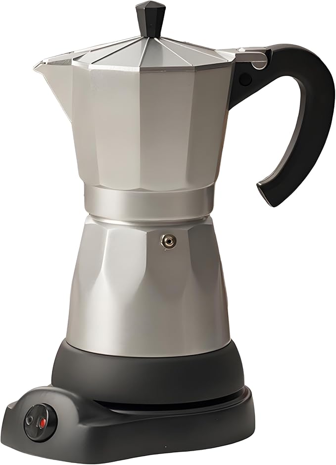 Electric Moka Pot, Aluminum Espresso Coffee Pot, 6 Cup Italian Coffee Maker with Detachable Base, Portable Electric Coffee Maker for Home & Travel