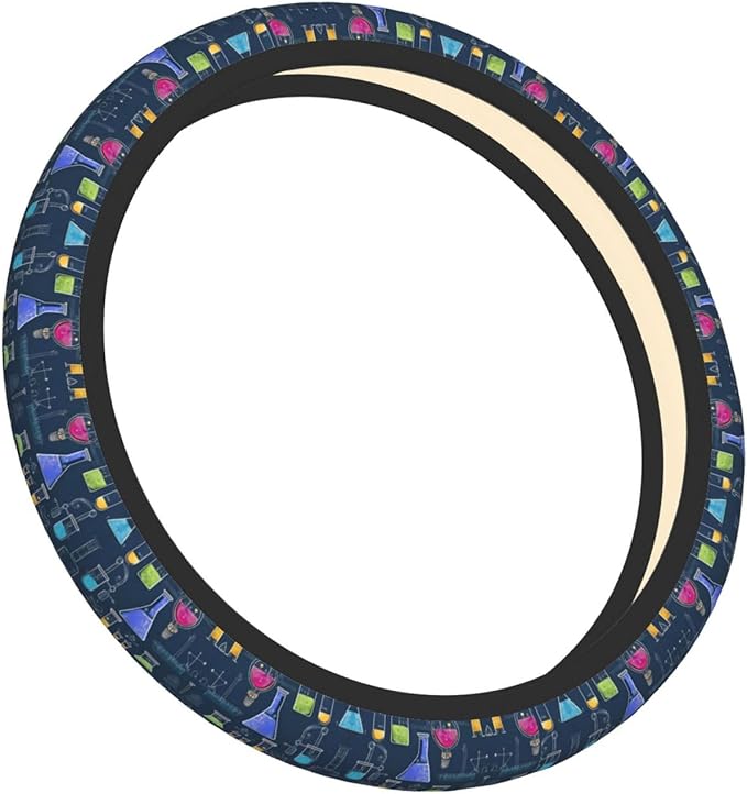 Chemistry Experiment Car Steering Wheel Cover, 15 Inch Steering Wheel Cover Stylish Decor for Most Cars