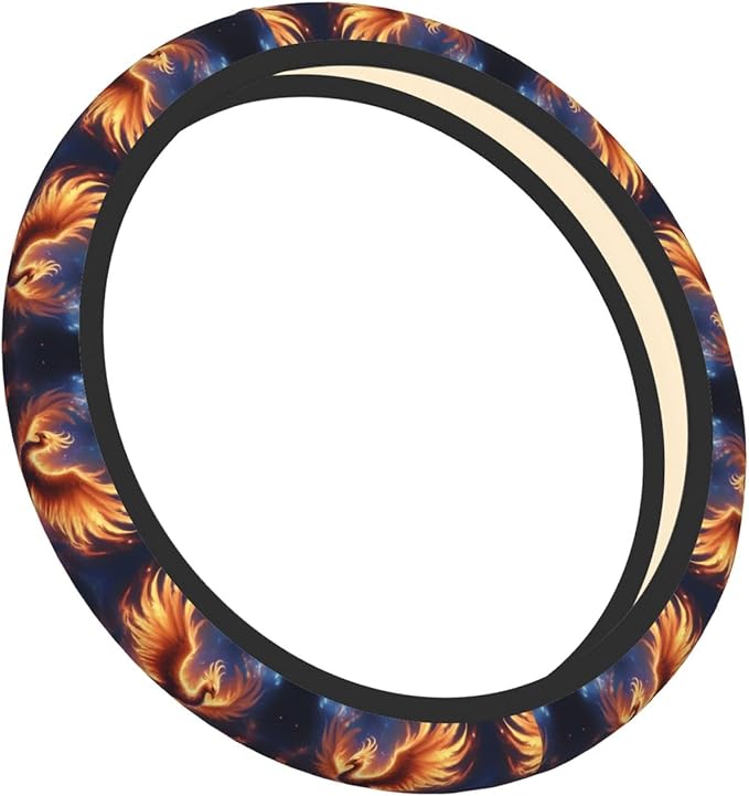 Phoenix Bird Car Steering Wheel Cover, 15 Inch Steering Wheel Cover Stylish Decor for Most Cars