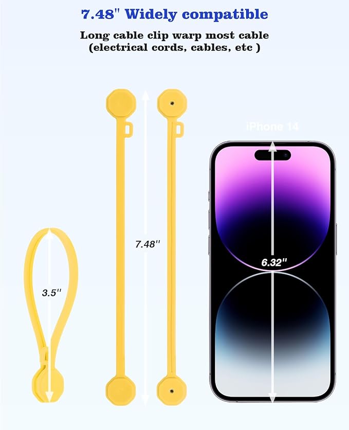 13 PCS Silicone Magnetic Cable Ties, Cable Clips Cord Organizer [1S] Management Cable Cords, Reusable Magnet Cable Organizer, Phone Cord Holder for Organizing, Bookmark Whiteboard Fridge Magnets etc