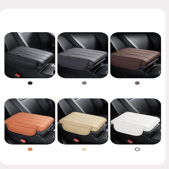 Car Center Console Cover for Ford Bronco Badlands/Sasquatch 2021-2025, Leather Armrest Pad Comfortable Waterproof Arm Rest Box Cushion Protector with Storage Bag,Normal-D/Beige