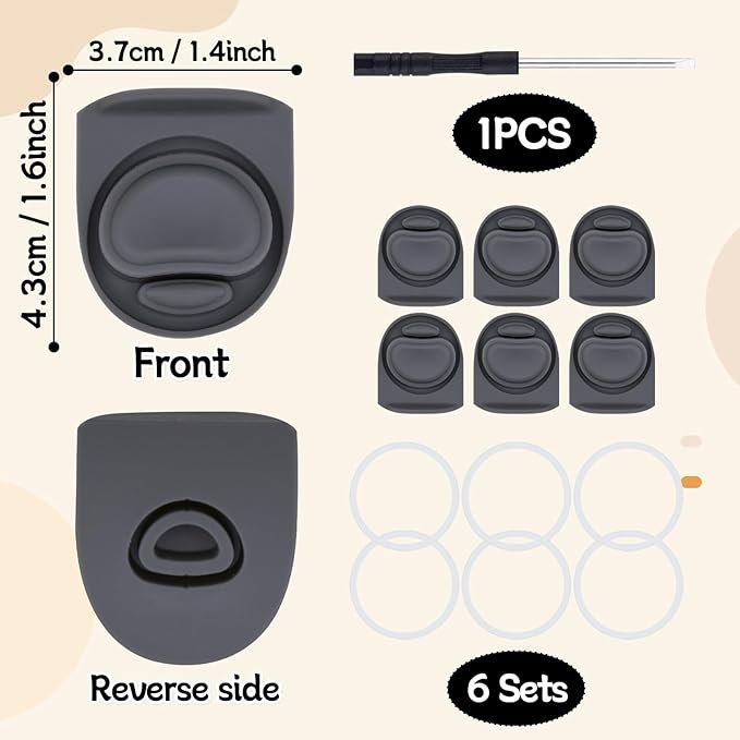 6 Sets Replacement Stopper and O Ring Gasket Compatible with Owala FreeSip 24oz 32oz,Water Bottle Lid Insert Cap Rubber Seal Parts for Owala 16/19/24/32/40oz Mouthpiece Accessories F1