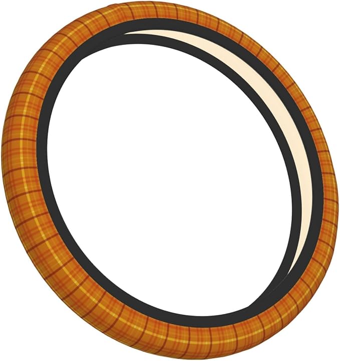 Thickened Elastic Steering Wheel Cover, Autumn Plaid Series Design Ultra, Soft, Breathable, Fit for Cars, SUVs, Trucks, Stylish Comfortable Grip