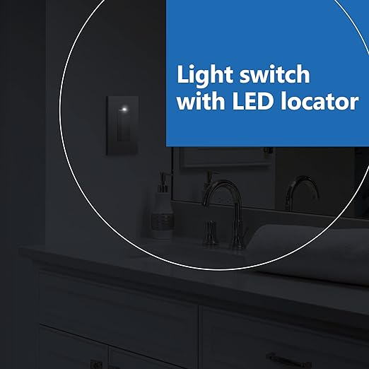 LIDER Matte Finish Lighted Double Switch with Screwless Wall Plate, Combination Frameless Decorator Switch with Locator Light, Ground Terminal Single Pole, 15A 120V, UL Listed, Nickel, 2 Pack
