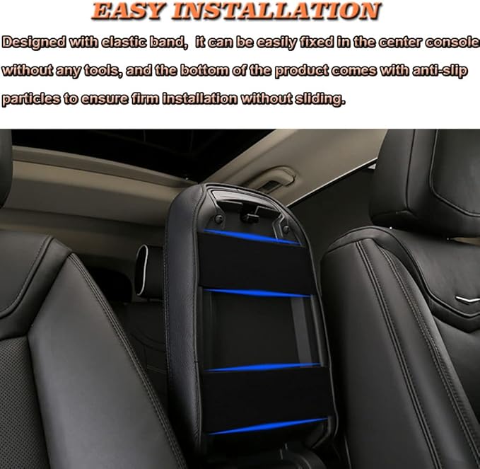 BOYOUS Car Armrest Cover Waterproof Center Console Pad Covers Scratch Resistance Leather Protector Interior Decoration Accessories Fit for Cadillac XT5 2016-2025 XT6 2020-2025（Red Stitches）