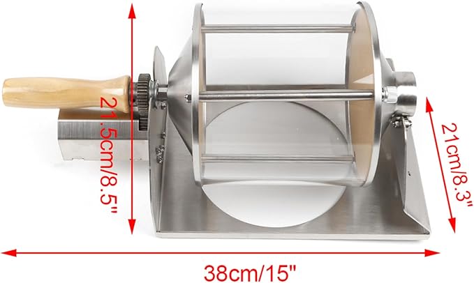 Gas Coffee Bean Roaster, Small Household Gas Stove Coffee Bean Roasting Machine Coffee Roasting Machine Set by Kitchen Stove 400 Grams with Funnel & Power Adapter L38 x W 21 x H 21.5 Cm