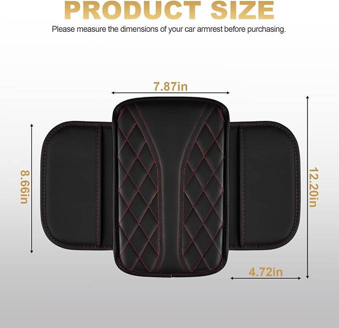 Center Console Cover Fit for bZ4X Scratch & Wear Resistant Waterproof Middle Console Cover with 2 Storage Bags(Black&Redline)
