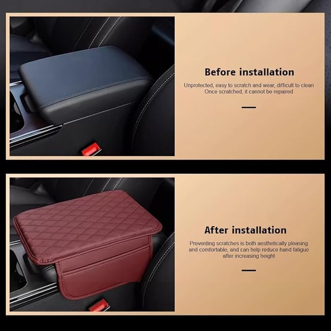 Car Armrest Cushion for Suzuki Baleno 2015-2022 2023 2024 2025 2026, Car Centre Console Pad Scratch Protection Waterproof Armrest Cushion Interior Accessories,Red