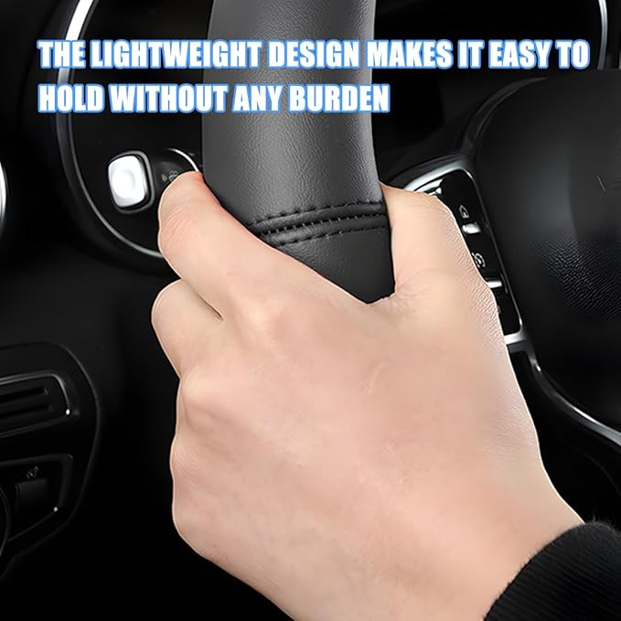 Car Steering Wheel Cover, 15 Inch Leather Anti-Slip Breathable Vehicle Steering Wheel Protector, Automotive Interior Protection Accessories, Universal for SUV Sedan Truck (Black/Gray)