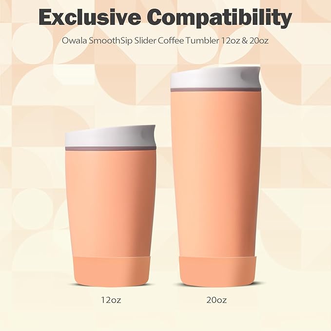 2pcs Silicone Boot for Owala SmoothSip Slider Coffee Tumbler 20oz 12oz, Anti-Slip Sleeve for Travel Coffee Mug, Protective Accessories for Owala BPA Free (Nectarine Orange)