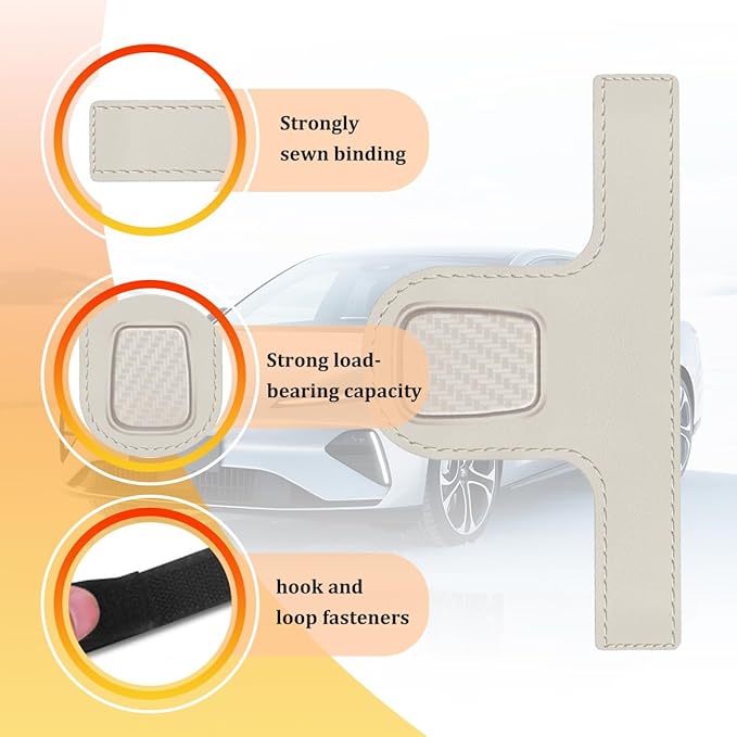 HZEL Car Seat Headrest Hook, 2PCS Vehicle Back Seat Hanger Holder Hook, Multipurpose Automotive Interior Headrest Storage Organizer for Purses Bags Coats, UniversalFit (Beige White)