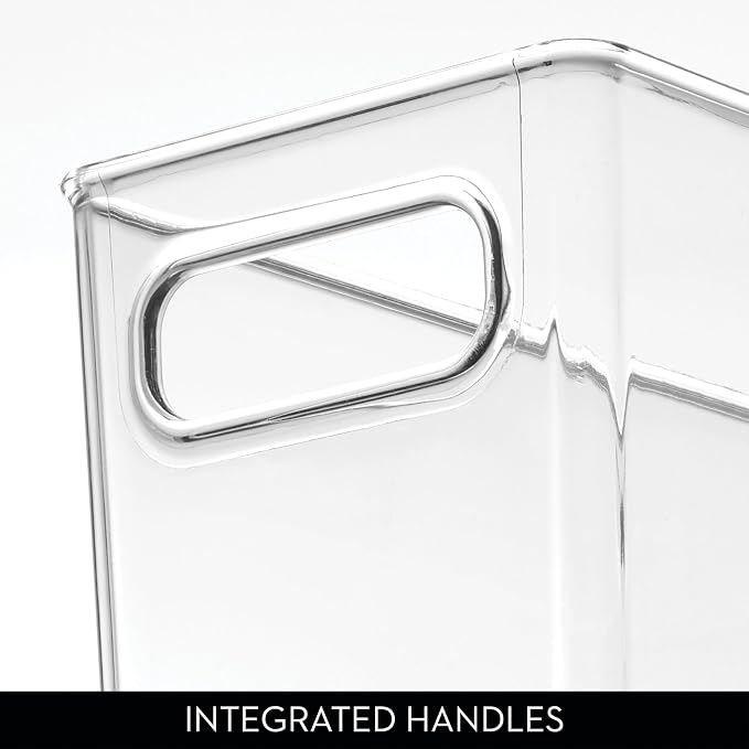 iDesign Tall Plastic Storage Bin with Handles, Set of 2, Clear | For Fridge or Freezer, Made in USA