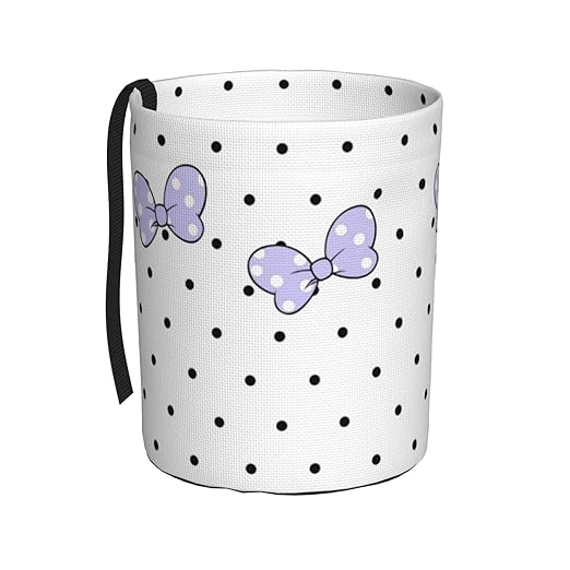 Cute White Polka Dots Purple Bow Car Trash Can Garbage Cans Foldable,Small Hanging Car Organizer Storage Bag Leak Proof, Auto Back Seat Trash Bin Universal for Truck, SUV, Outdoor Travel