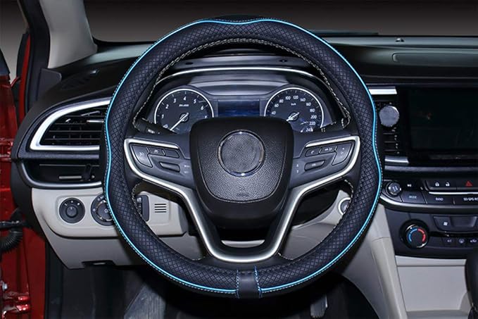 Mayco Bell 2019 New Microfiber Leather Car Extra Large Steering Wheel Cover for Big Trucks (17'', Light Blue)