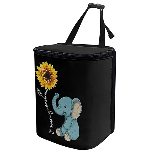 DISNIMO Sunflower Car Trash Can Easy-to-Install Car Accessory Interior, Cartoon Elephant Leak-Proof Car Garbage Can Bin Organizer Storage Bag for The Back Seat of Any Cars, Sedans, SUVs & Trucks