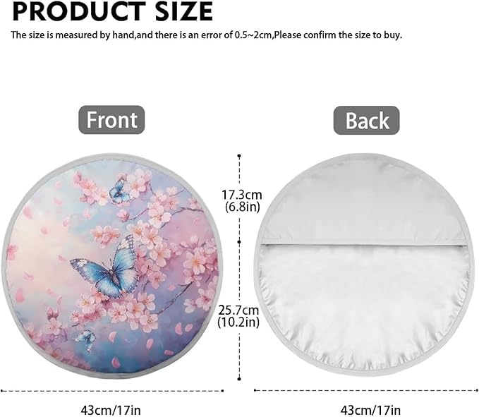 Butterfly Cherry Flower Pattern Steering Wheel Sun Shade Cover, Decorative Accessories for Women Universal Steering Wheel UV Rays Sun Visor Protector Universal Fit Car SUV Truck Van