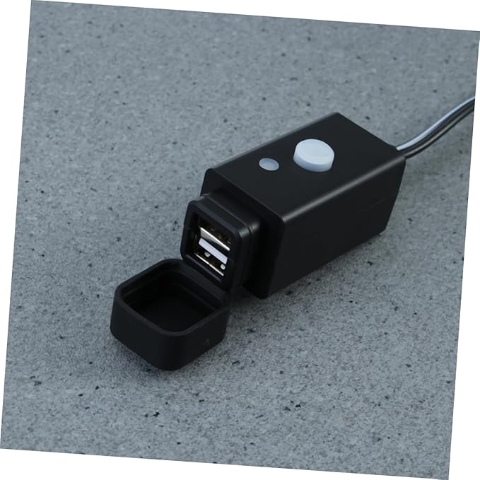 Alipis USB Car Charger Motorcycle USB Socket 18awgx2c Cable Abs Material Led Indicator