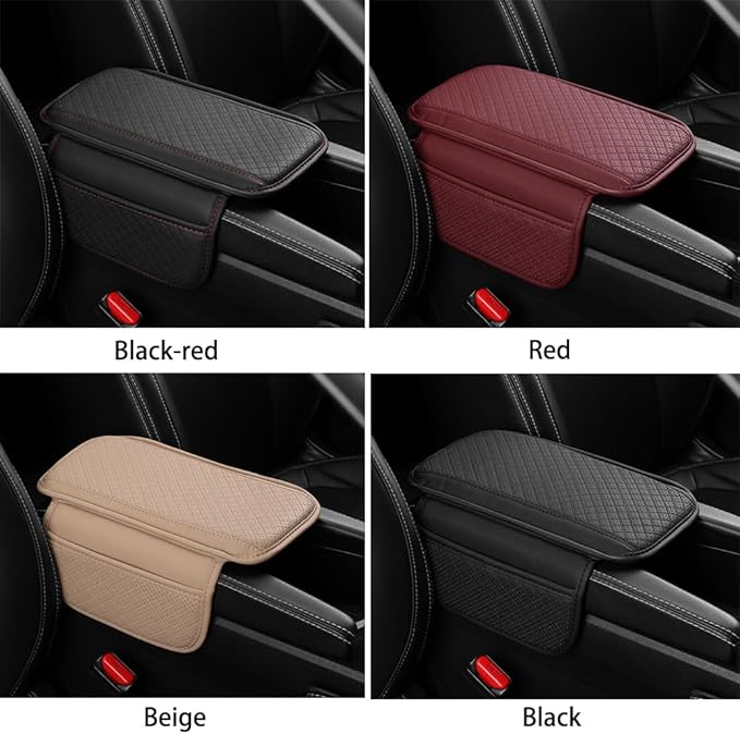 Upgraded Car Center Console Cover,Microfiber Leather Car Armrest Cover Cushion with 2 Storage Bags,Universal Car Armrest Storage Box Car Interior Accessories for Most Vehicles (Wine red)