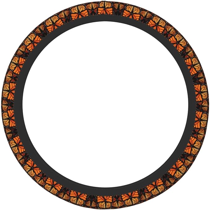 Orange Monarch-Butterflies Wings Universal Fit Steering Wheel Cover for Car, Truck, and SUV, Durable Steering Wheel Protection