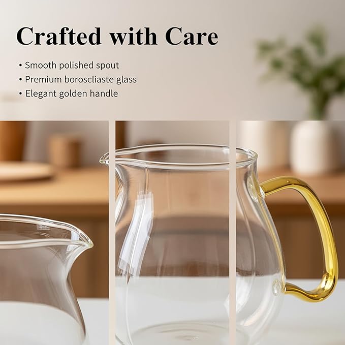 Creamers Glass Pitcher Set of 2, Elegant Spherical Transparent Creamer Pitcher for Coffee Servers, Milk, Tea, 12 oz / 350 ml Milk Frothing Cup Creamer Jug for Coffee shop, Home and Kitchen
