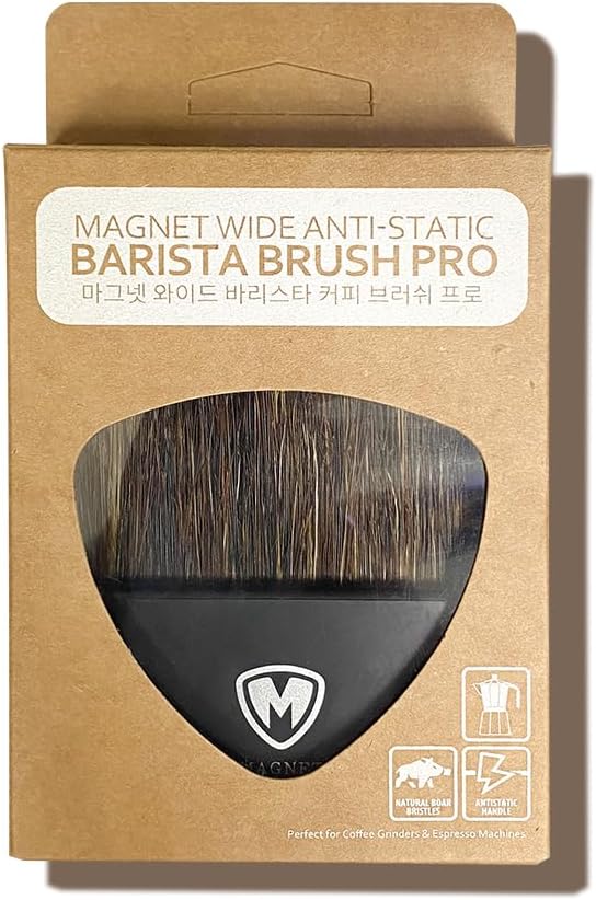 Magnet Professional Coffee Grinder Cleaning Brush Coffee Brush Handling Accessory Tool Walnut Brush Handle Synthetic Bristle with Magnetic snap for Camping Home Kitchen Barista