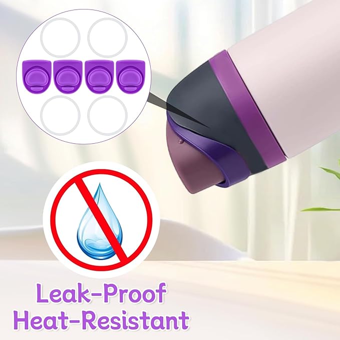 4 Sets Replacement Stopper and Ring Compatible with Owala FreeSip 24oz 32oz,Water Bottle Top Gasket Lid for Owala 16/19/24/32/40oz Seal Bottle Mouth Cap Stopper Silicone Parts Accessories (Purple)