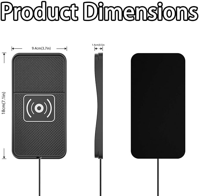Car Wireless Charger Pad for Toyota Tacoma 2000-2025, Fast Car Wireless Charging Pad for Car Center Console, Non Slip Charging Mat,1M-Type C
