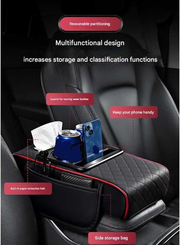 Car Armrests Covers for Audi A6 1995–2025, Center Console Cover Armrest Cushion Middle Console Protector Armrest Mat Interior Accessories,D