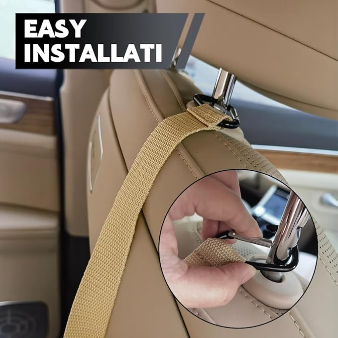 Car Mesh Organizer, Between Seat Car Organizer, Barrier of Backseat Pet Kids, Universal Car Interior Accessories Net Pocket Vehicle Mesh Organizer Suitable for Most Cars, SUVs (Dark Khaki)