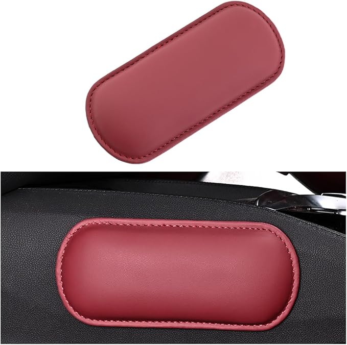 Car Knee Cushion, Leather Memory Foam Vehicle Center Console Knee Rest Cushion Pad, Soft Comfort Auto Door Armrest Leg Elbow Support Pillow, Universal for Vehicles (Red)