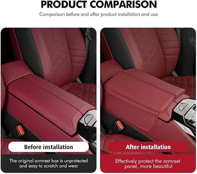 Car Center Console Armrest Cushion, Leather Armrest Box Pad, Split Pad Compatible with Genesis Coupe G70 G80 G90 GV60 GV70 GV80 EV BH GV90, Car Interior Accessories(Black)