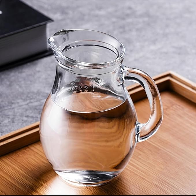 DGQ Elegant Classic Glass Creamer Pitcher - 2 Pcs, 8.5 oz, Milk & Tea Pourer