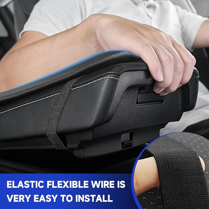Car Center Console Cushion Pad, Arm Rest Cover for Car, Leather Waterproof Auto Armrest Seat Box Protector, Auto Armrest Storage Box Accessories Fits for Most Vehicles, SUVs, Trucks (Grey)