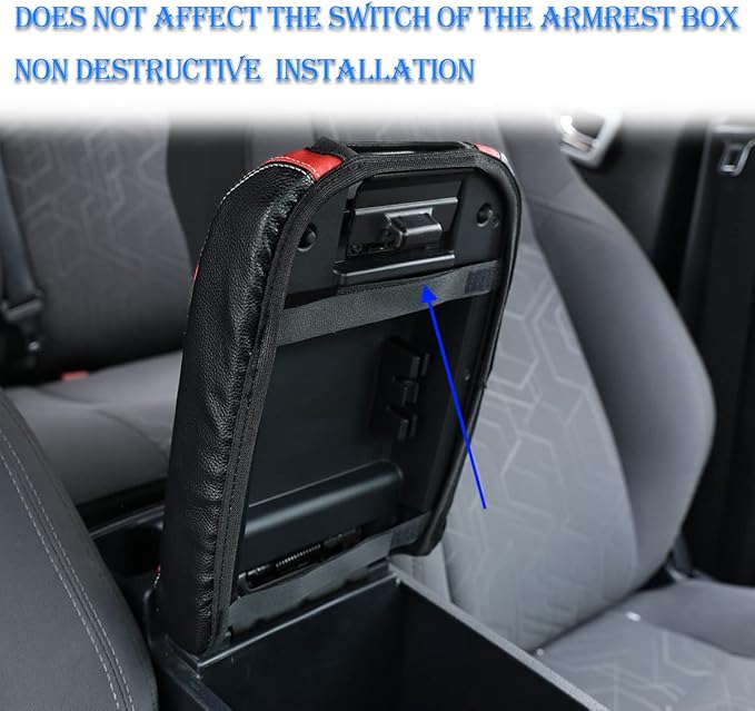 CHEAYAR Leather Car Auto Center Console Armrest Cushion for Toyota Tacoma Accessories 2016-2018 2019 2020 American Flag (Red and Black-Leather)