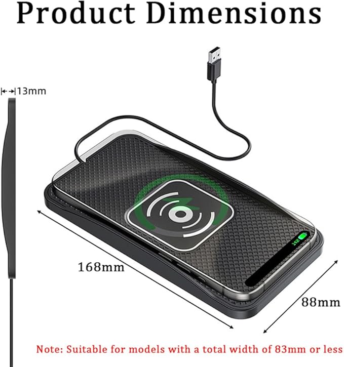 Wireless Car Charger Pad for Ford Bronco Sport 2021-2025, Type-C/USB 20W Car Wireless Charger Non-Slip Phone Charging Pad Car Accessories,B 30cm Cable USB Plug