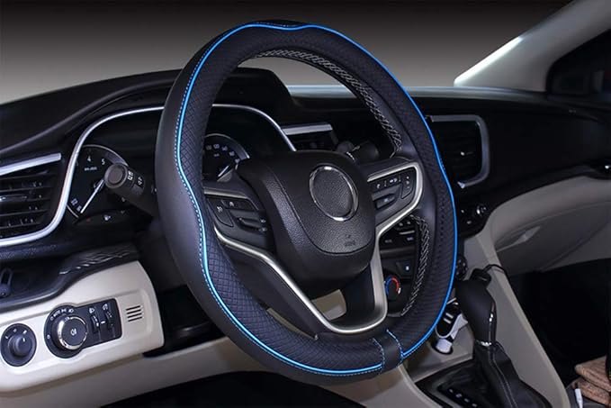 Mayco Bell 2019 New Microfiber Leather Car Extra Large Steering Wheel Cover for Big Trucks (17'', Light Blue)