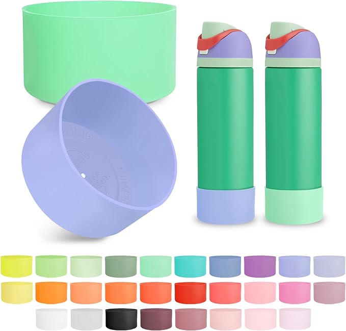 2PCS Silicone Boot for Owala 24oz FreeSip Water Bottle, Anti-Slip Scratch-Resistant Bottom Sleeve, Protective Sports Bottles Accessories, BPA-Free