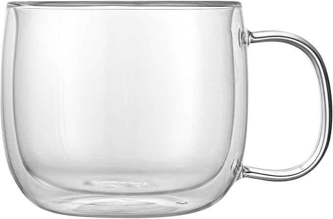 Restaurantware Glass Espresso Cups 12 Count 17 Ounces Borosilicate Double Wall Glass Coffee Mugs Insulated Clear Tea Drinkware for Hot or Cold Beverages