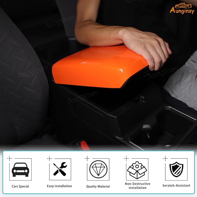 Aunginsy Car Center Console Armrest Protector Cover Compatible with Toyota Tacoma 2024-2026, ABS Central Armrest Seat Storage Box Cover Cushion Lid Protector Pad Waterproof Anti-Scratch Accessories