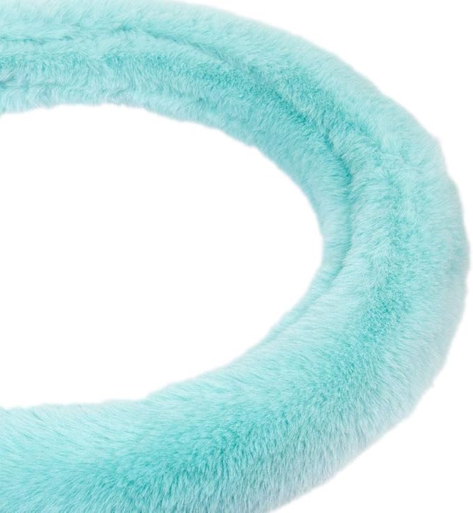 Carbella Faux Fur Steering Wheel Cover for Women – Wool Sheepskin Fluffy Fleece Warm and Cozy Comfort for Hands in Winter, Fits Most Steering Wheel Sizes 14.5 - 15 inch
