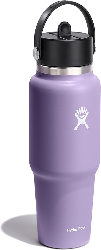 Hydro Flask Travel Water Bottle - Insulated Stainless Steel - Wide Straw Lid, Non Spill, Leakproof in 32 Oz Moonshadow