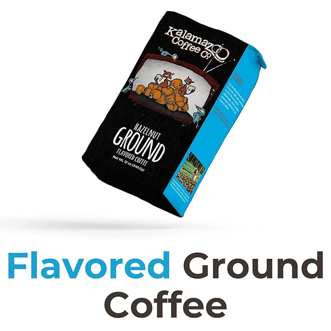 KALAMAZOO COFFEE COMPANY Hazlenut Ground Coffee - Filbert Hills Flavored Coffee | 12oz Bag (1 Pack)