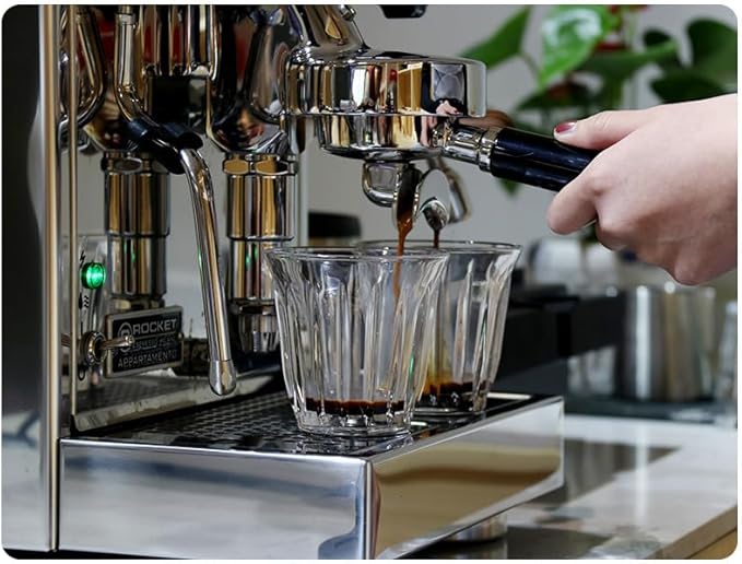 58mm Portafilter Double Spout Compatible with E61 Group Head, 2 ears 58mm Portafilter with Filter Basket and ABS Handle