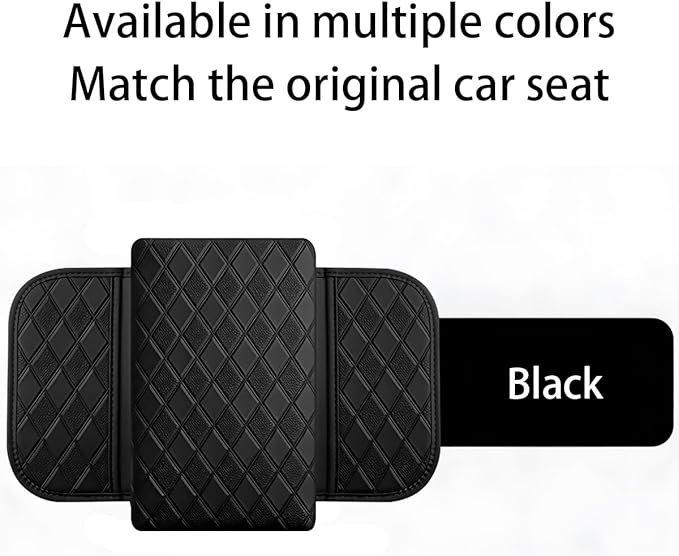 Car Center Console Cover, Leather Vehicle Armrest Pad with 2 Side Storage Bags, Comfortable Auto Interior Middle Console Storage Box Cushion Accessories, Universal for Most Cars (Black-1)