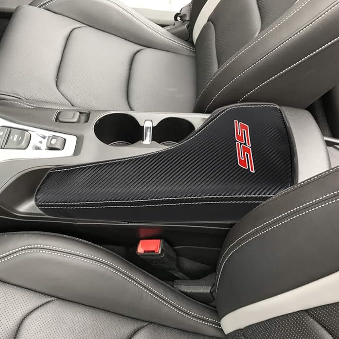 BOYOUS Armrest Cover Center Console Pad Full Protection Console Leather Arm Rest Interior Accessories Fit for Chevrolet Camaro 2016-2024-Carbon Fiber