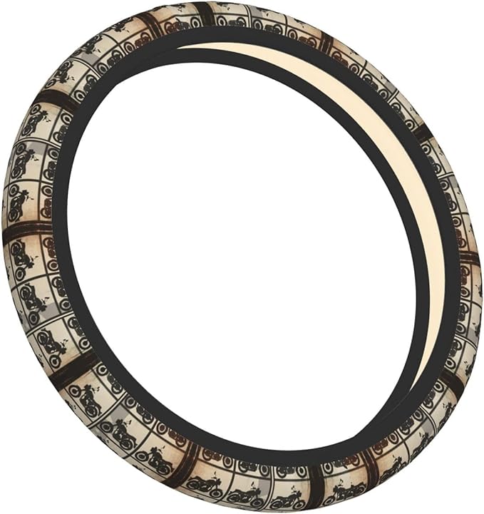 Neoprene Steering Wheel Cover Motorcycle Pattern Car Steering Wheel Cover Universal Fit for Most Cars