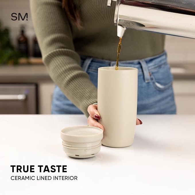 Simple Modern Travel Coffee Mug Tumbler with 360° Lid | Ceramic-Lined Insulated Stainless Steel Cold Brew Iced Coffee Cup | Gifts for Women Men Her Him | Voyager Signature | 16oz | Snow Day