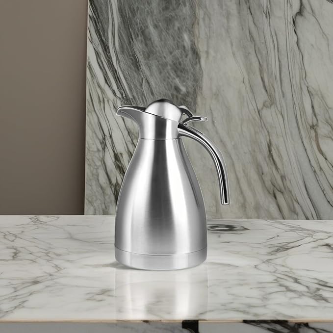 34 oz Food-grade Stainless Steel Thermal Carafe/Double Walled Vacuum Insulated Coffee Pot with Press Button Top, 12+ Hrs Heat&Cold Retention for Coffee,Tea,Beverage etc (1.0L)