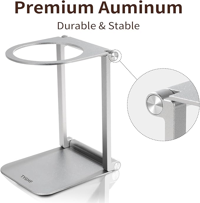 Pour Over Coffee Maker Stand,Foldable Portable Electric Espresso Machine Stand,Holder for Coffee Grinder,Universal Dripper,V60 Dripper,Travel Coffee Maker, Press Round&Sliver