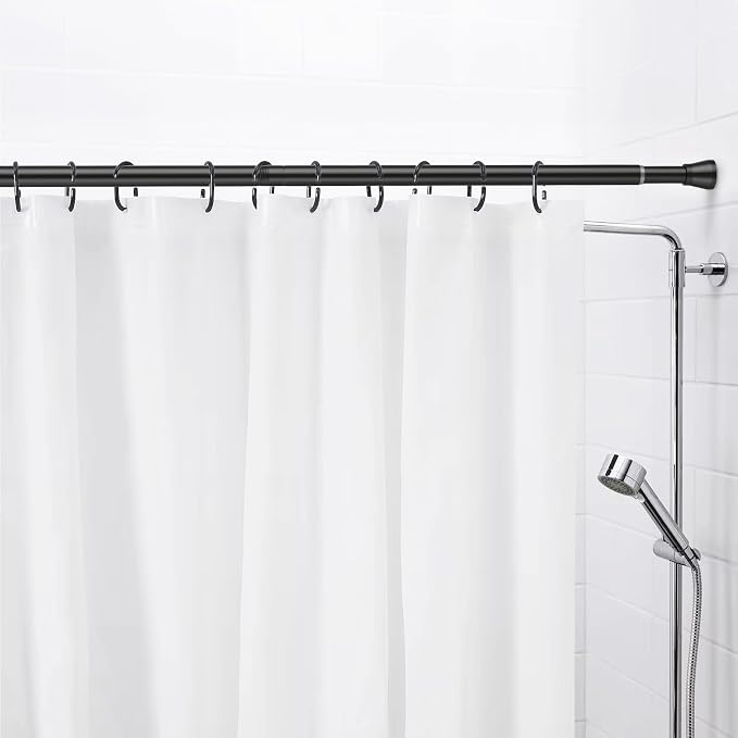 AIZESI Tension Curtain Rod 28 to 48 Inch, 2pcs Black Tension Rod Adjustable Curtain Rod Curtain Tension Rod Spring Tension Curtain Rod No Drill Spring Curtain Rod Small Shower Rod